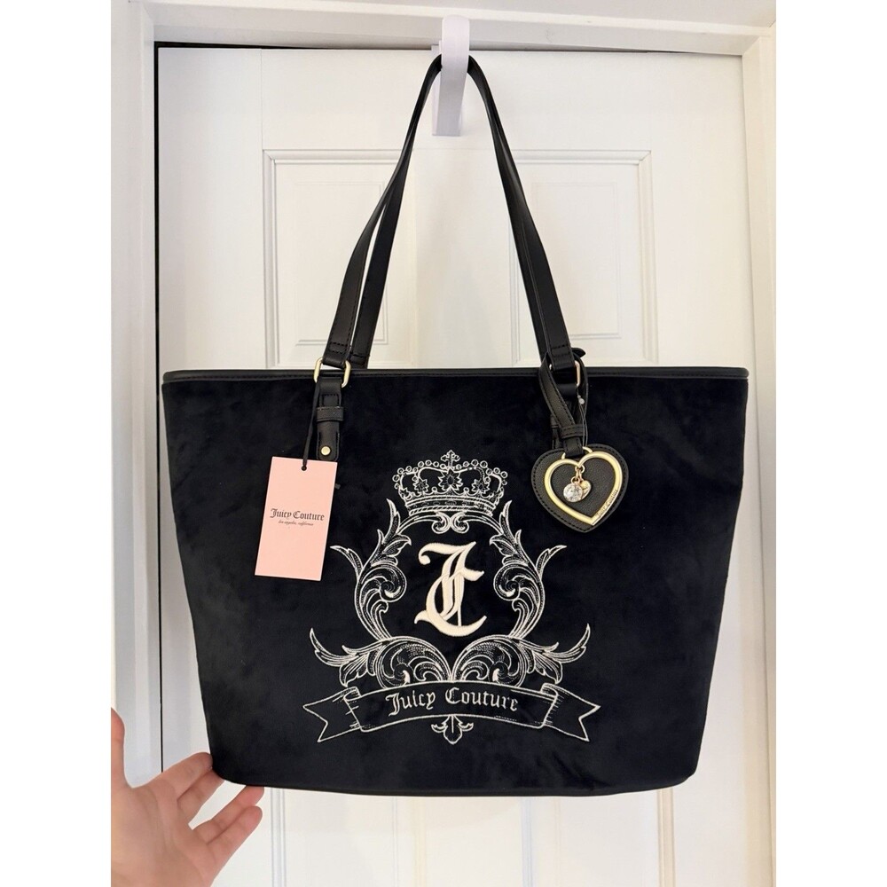 NWT Juicy Couture Need More Juicy Tote Bag- Liquorice Black Velour